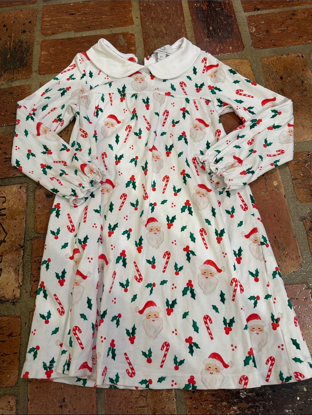 The Proper Peony Pima Cotton Santa Christmas Dress Size 6Y